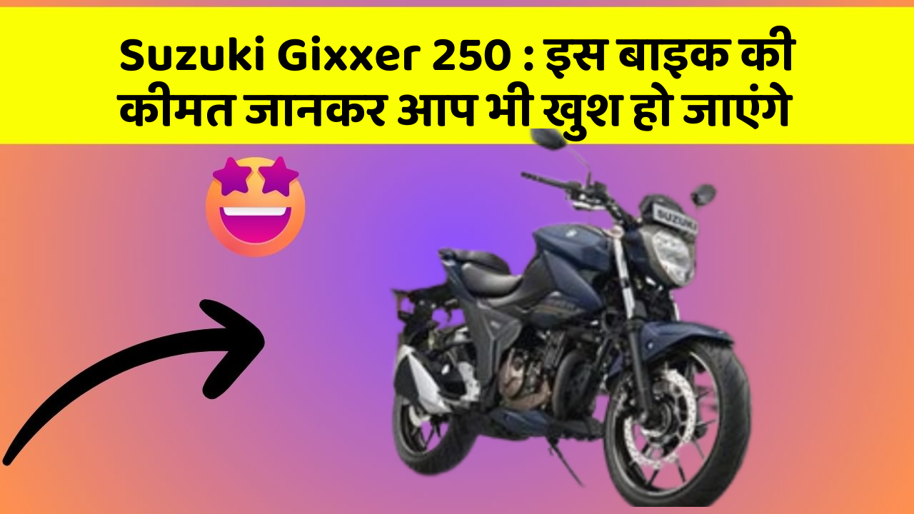 Suzuki Gixxer 250 : इस बाइक की कीमत जानकर आप भी खुश हो जाएंगे